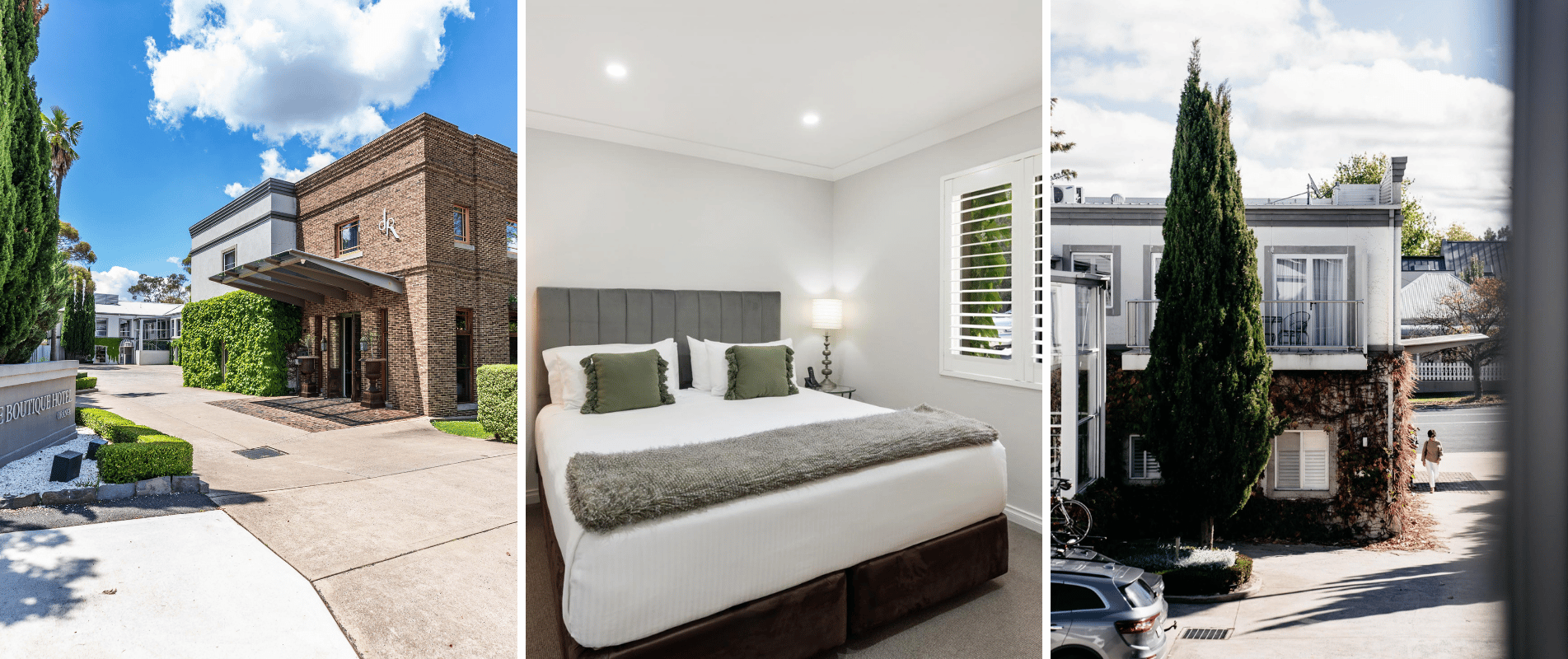 de Russie Boutique Hotel Orange Exterior and guest room views of de Russie Boutique Hotel in Orange, NSW, featuring contemporary accommodation and landscaped surrounds.